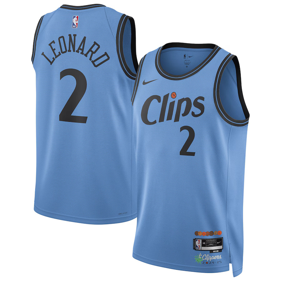 Men Los Angeles Clippers #2 Kawhi Leonard Nike Light Blue City Edition 2024-25 Swingman Player NBA Jersey